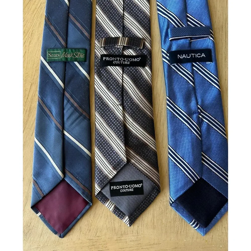 3 VTG striped Rep Ivy League Ties Academia classic business Grandpa Preppy 3”